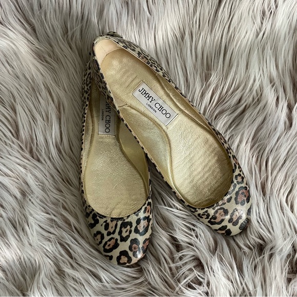 Jimmy Choo Shoes - Jimmy Choo Gold Shimmer Leopard Flats